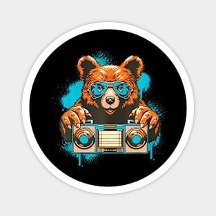 Cool Music Dj Bear With Sunglasses And Turntables Magnet